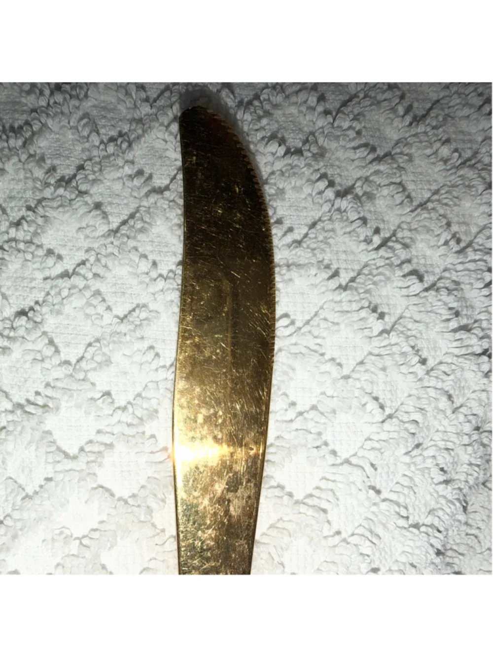 Rogers Cutlery Co Stainless Steel USA Gold Tone Dinner Knives Lot of 10